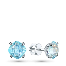 Пусеты из серебра с топазами