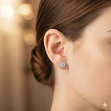 Пусеты из серебра с топазами