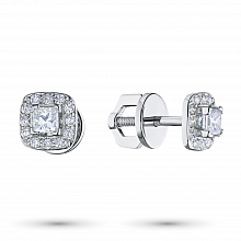 Пусеты из белого золота с бриллиантами (изготовление)