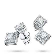 Пусеты из белого золота с бриллиантами