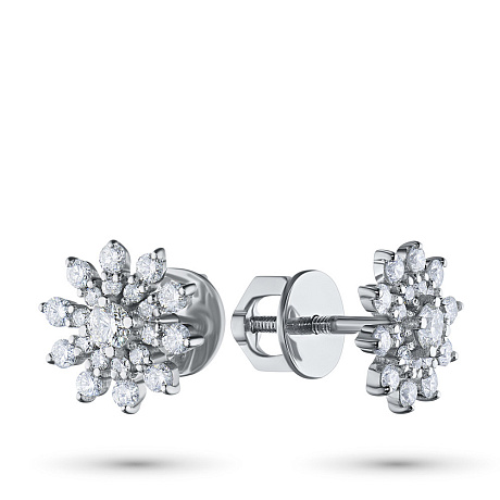 Пусеты из белого золота с бриллиантами