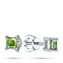 Пусеты из серебра с хромдиопсидами