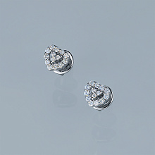 Пусеты из серебра c бриллиантами