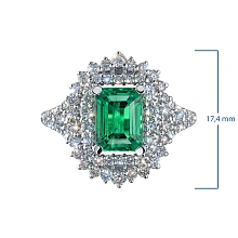 Кольцо из белого золота с изумрудом и бриллиантами