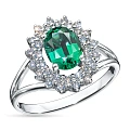 Кольцо из белого золота с изумрудом