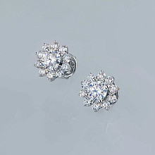 Пусеты из белого золота (изготовление) с бриллиантом