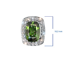 Подвеска из белого золота с хромдиопсидом и бриллиантами