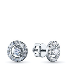 Пусеты из белого золота c бриллиантами