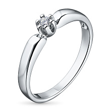 Классическое кольцо из серебра с бриллиантом