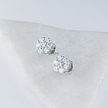 Пусеты из белого золота c бриллиантами