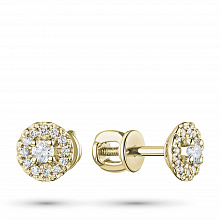 Пусеты из желтого золота с бриллиантами (изготовление)