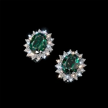 Серьги из белого золота с изумрудами и бриллиантами
