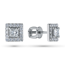 Пусеты из белого золота c бриллиантами