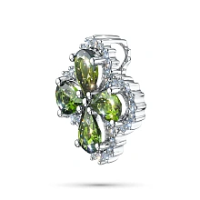 Подвеска из белого золота с хромдиопсидами и бриллиантами выращенными