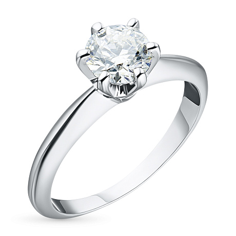 Классическое кольцо из белого золота с бриллиантом