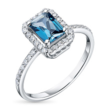 Кольцо из белого золота с топазом и бриллиантом (изготовление)