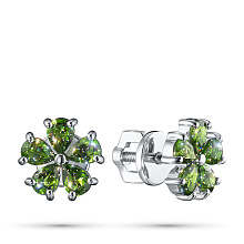 Пусеты из серебра с хромдиопсидами (изготовление)