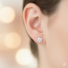 Пусеты из белого золота с бриллиантом