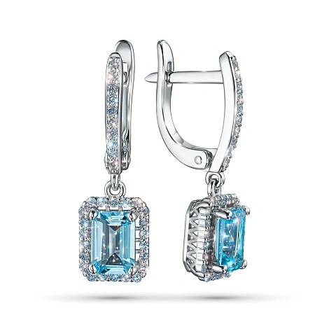 Серьги из белого золота с топазами