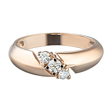 Классическое кольцо из красного золота с бриллиантами