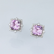 Пусеты из белого золота с бриллиантами (изготовление)