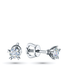 Пусеты из серебра с бриллиантом