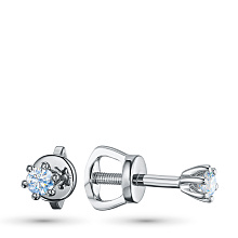 Пусеты из серебра с бриллиантом