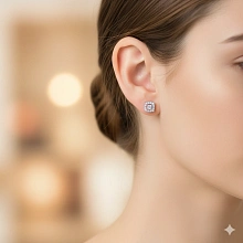 Пусеты из серебра c бриллиантами