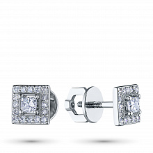 Пусеты из белого золота с бриллиантами (изготовление)