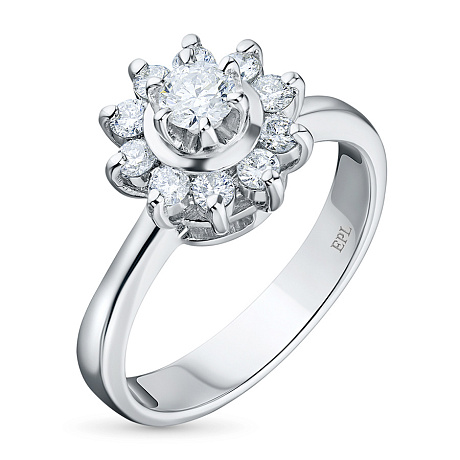 Классическое кольцо из белого золота с бриллиантами