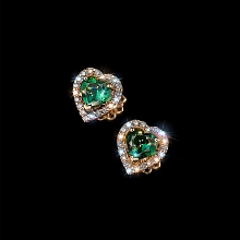 Пусеты из желтого золота с и изумрудами и бриллиантами