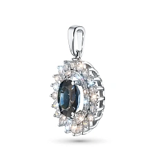 Подвеска из белого золота с сапфиром и бриллиантами