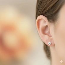 Пусеты из желтого золота с бриллиантом