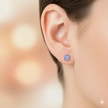 Пусеты из серебра с танзанитами