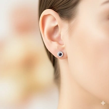 Пусеты из серебра с сапфирами и бриллиантами