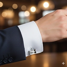 Запонки из серебра c бриллиантами