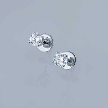 Пусеты из серебра с бриллиантом