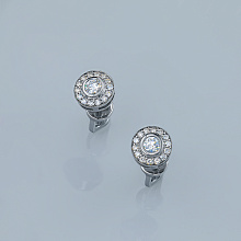 Пусеты из серебра c бриллиантами