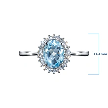 Кольцо из белого золота с топазом и бриллиантами
