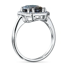 Кольцо из белого золота с хромдиопсидом и бриллиантами выращенными