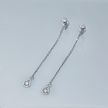 Пусеты из серебра c бриллиантами