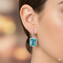 Серьги из белого золота с топазами и бриллиантами выращенными