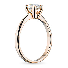 Классическое кольцо из красного золота с бриллиантом