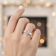 Классическое кольцо из белого золота с бриллиантом