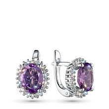 Серьги из белого золота с аметистами и бриллиантами