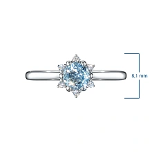 Кольцо из белого золота с топазом и бриллиантами