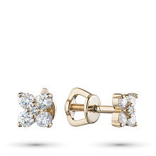 Пусеты из желтого золота c бриллиантами