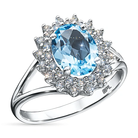 Кольцо из белого золота с топазом