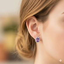 Серьги из белого золота с аметистами и бриллиантами