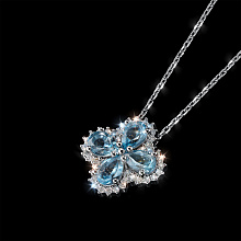 Подвеска из белого золота с топазами и бриллиантами